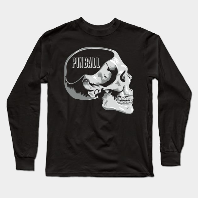 Pinball on the Mind Funny Pun Design Long Sleeve T-Shirt by Get Hopped Apparel